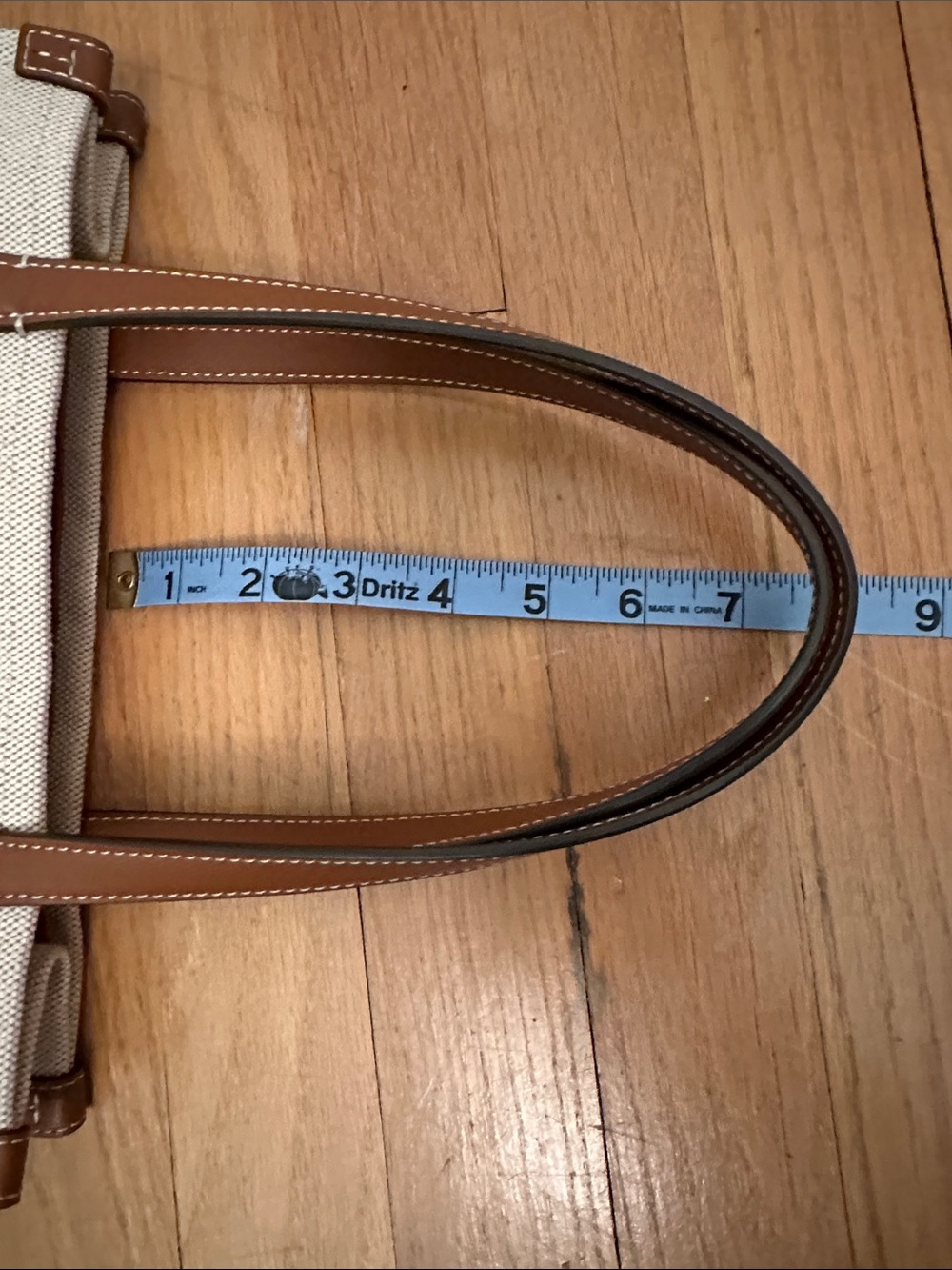 Tory Burch Canvas Tote in Ivory with Brown Leather Trim - Picture 4 of 7